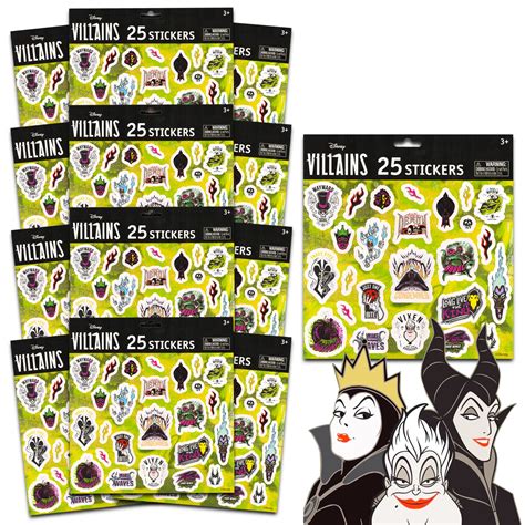 Amazon.com: Disney Villains Stickers 12 Pack - 300 Disney Villains ...