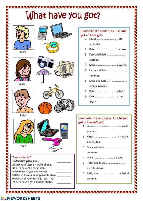 Have Got Exercises Elementary Got Has Exercises Worksheets E