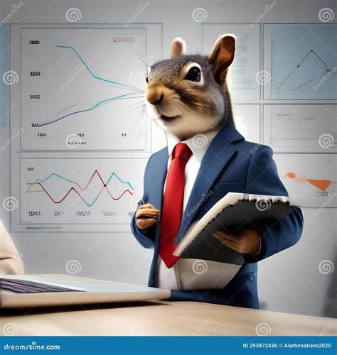 A Business Savvy Squirrel In A Power Suit Delivering A Presentation