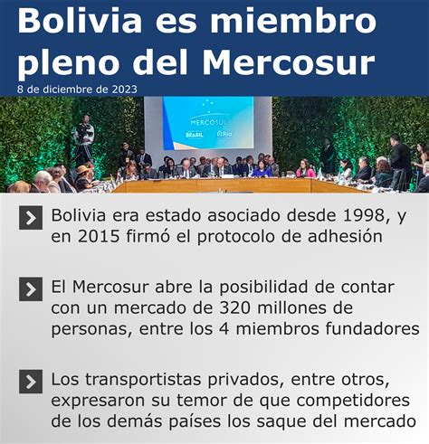 El Mercosur Oficializa A Bolivia Y Se Convierte En Su Quinto Miembro