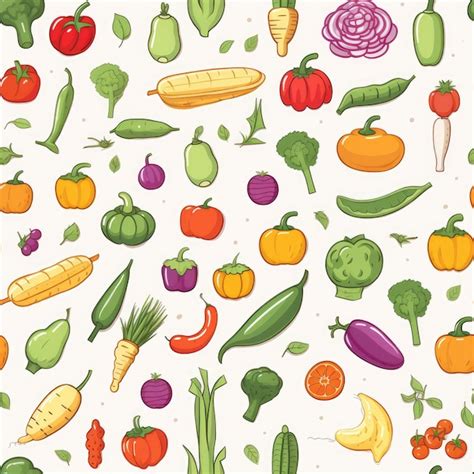 Premium Photo Food Fruits Vegetables Healthy Eating Seamless Pattern