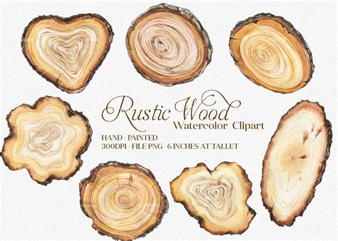 Watercolor Wood Sign Clipart Rustic Sign Slice Clip Art Wood Clipart