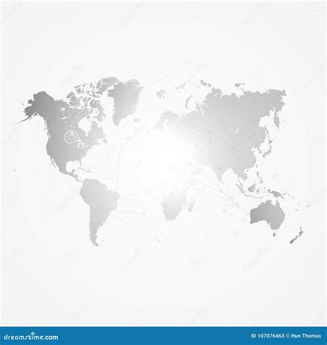 Silueta Del Mapa Del Mundo Con Rejilla De La Conexión Vector El