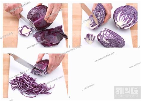 Trimming And Shredding Red Cabbage Stock Photo Picture And Rights