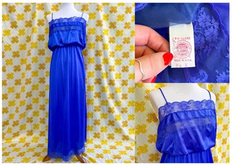 1970s Vintage Flair Lingerie Blue Full Length Night G Gem