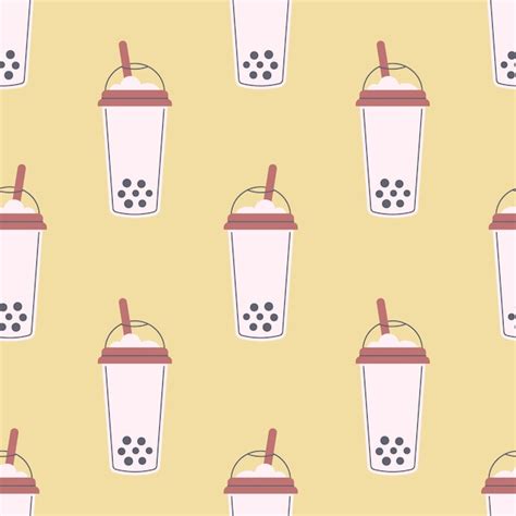 Premium Vector Bubble Milk Tea Seamless Pattern