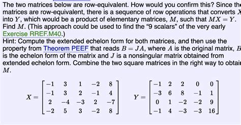 Solved The Two Matrices Below Are Row Equivalent How Would Chegg