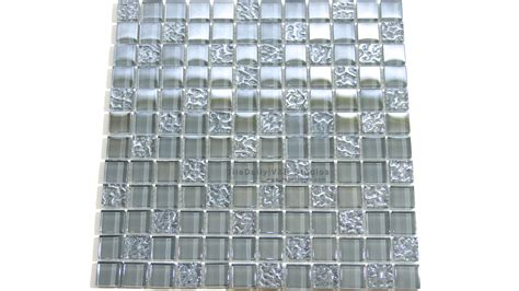 Iridescent Grey Square Glass Mosaic Tiledaily