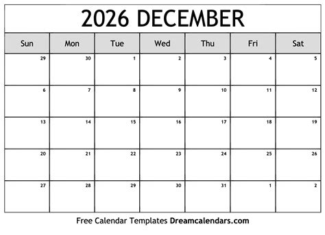 December 2026 Calendar - Free Printable with Holidays and Observances