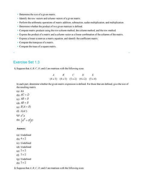Exercise Set 1 Ini Adalah Materi Pada Mata Kuliah Aljabar Linear