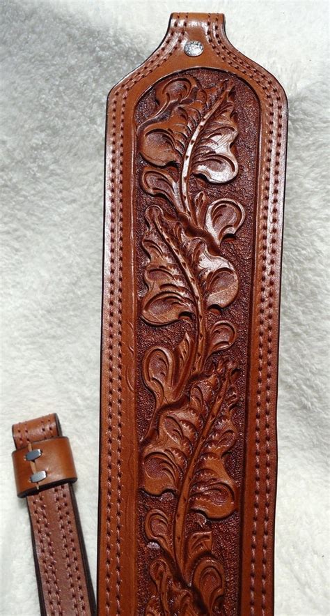 Handmade Leather Rifle Sling With Padded Shoulder Area And