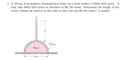 Solved A Ton M Diameter Hemispherical Dome On A Level Chegg