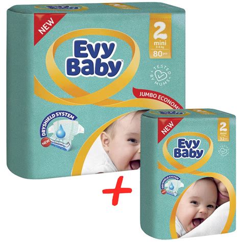 Подгузники детские Evy Baby 2 mini 80 шт + 32 шт бесплатно от 0 ТМТ