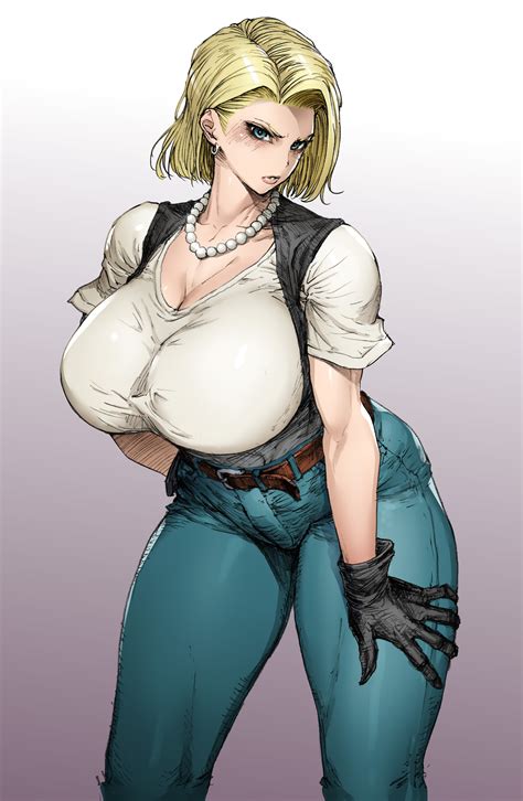 Android 18 Dragon Ball Dragonball Z 1girl Blonde Hair Breasts Large Breasts Solo Image
