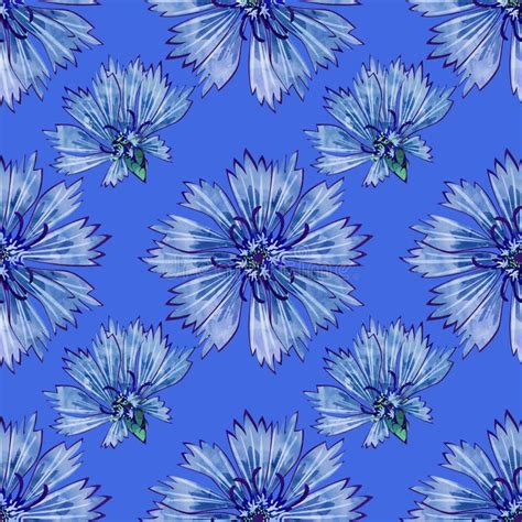 Ornamental Geometric Seamless Pattern Abstract Royal Blue Floral