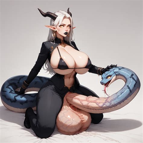Rule 34 - ai generated bikini top black lipstick elf ears futanari