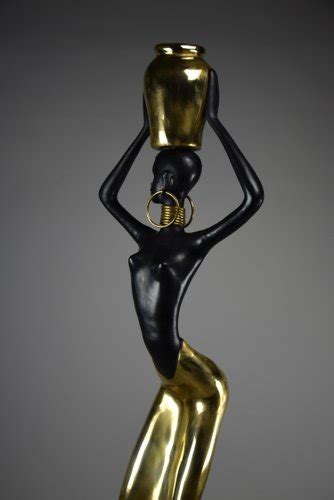 Ndebele Artist Mid Century Modern Female Sculpture 1970s Brass