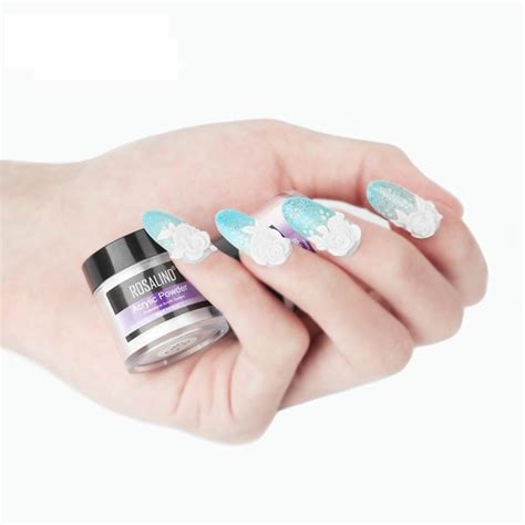 Buy ROSALIND 10g Powder Crystal Transparent Pink White Acrylic Nail