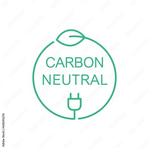 Carbon Neutral Sign Icon Symbol Or Logo Green Leaf And A Electric