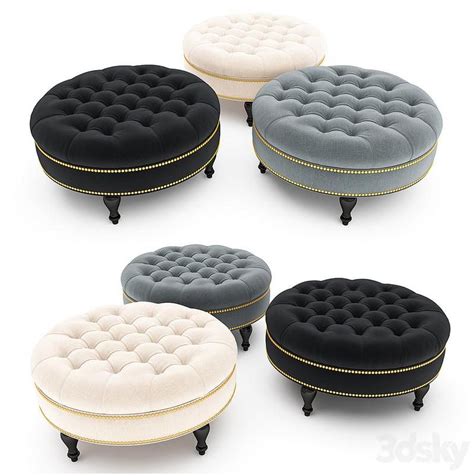 Palfrey Linen Modern Tufted Ottoman 3d Model 3d Models Download Free