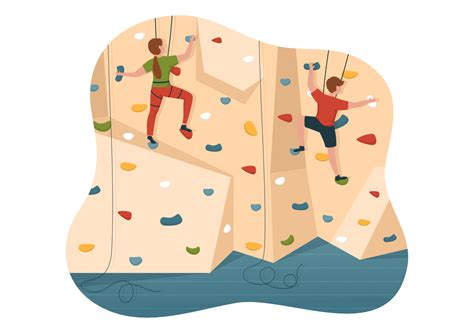cliff climbing illustration  climber climb rock wall  mountain