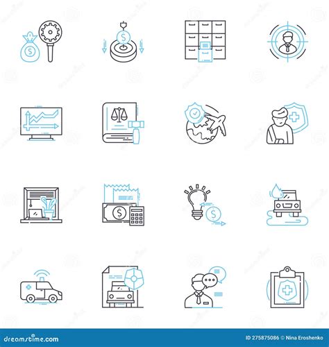 Business Protection Linear Icons Set Security Insurance