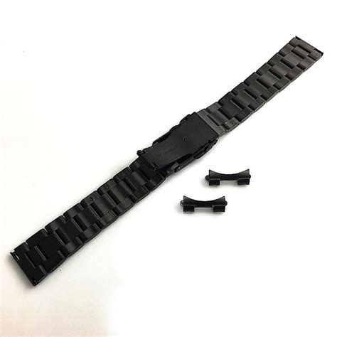 Michael Kors Compatible Black Brushed Metal Steel Curved End Watch Band