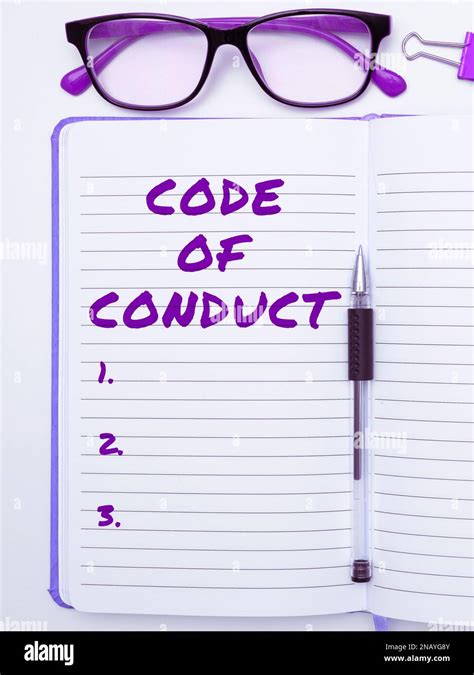 Sign Displaying Code Of Conduct Word For Ethics Rules Moral Codes