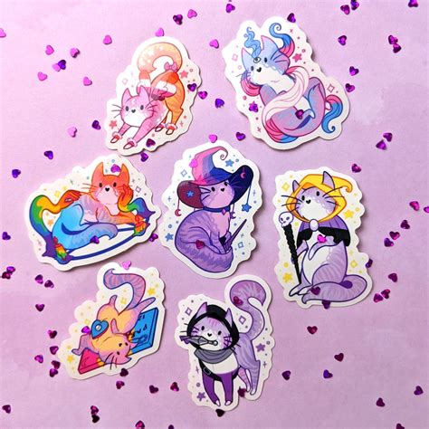 Fantasy Lgbt Cat Stickers Magic Occult Lesbian Pan Bi Gay Ace Trans Enby Lgbtq Pride Vinyl