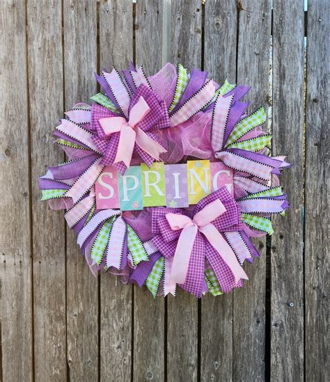 Spring Country Gingham Wreath Pastel Easter Decomesh Wreath Spring Welcome Front Door Thin