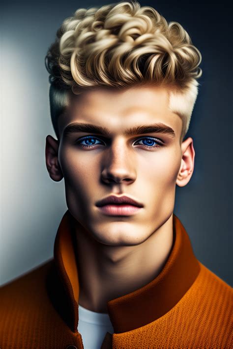 Lexica Close Up Portrait Of A Year Old Blonde Russian Man His Blonde Short Hair Is Curly