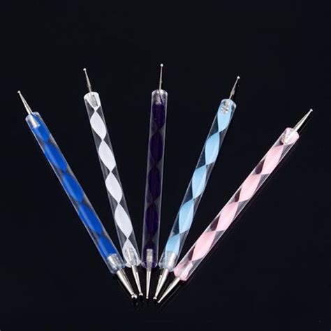 5 PCS 2 Way Marbleizing Nail Art Dotting Painting Pen Manicure Tools