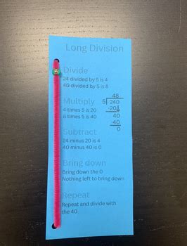 Long Division Steps Printable By Just Teaching To Learn TPT