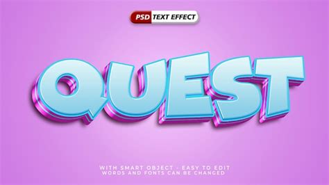 Premium Psd Editable Quest Text Effect With 3d Style