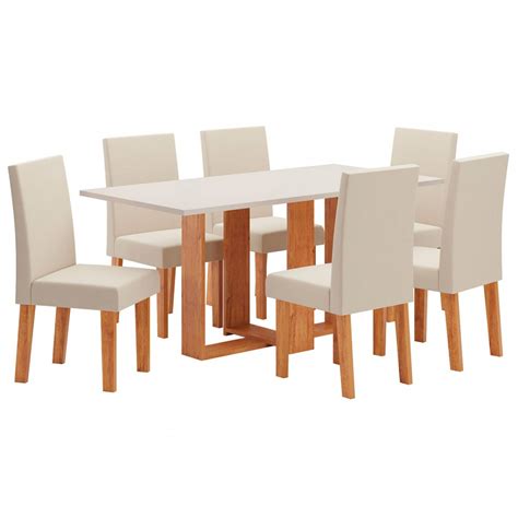 Mesa de Jantar 6 Lugares Erika Mel Blonde Nude 26271 Viero Móveis
