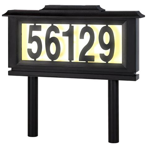 Solar Address Sign Black Lighted House Number Address Plaque Outdoor ...