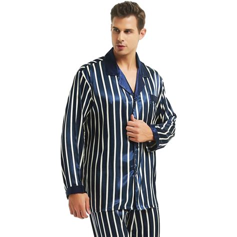 Conjunto De Pijama De Cetim E Seda Para Homens Roupa De Dormir Com