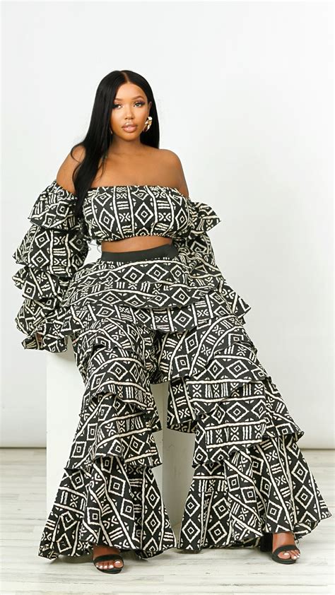 Ashanti African Print Set Black And White 3 Piece Set Ezclothin