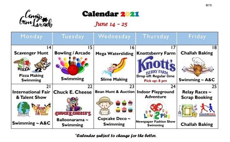 Calendar Chabad Jewish Community Center
