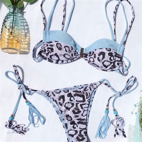 Women Splicing Leopard Print Bikini Swimsuit On Luulla