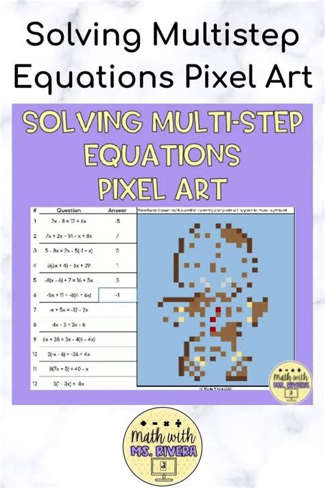 Solving Multistep Equations Winter Digital Mystery Pixel Art Video