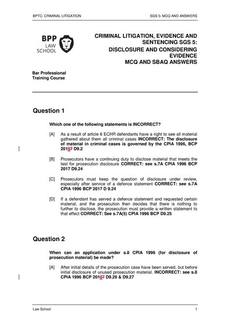 SGS 5 Answers Answer Keys To SGS 5 FOR CRIMINAL LITIGATION 2022 2023