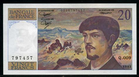 France Currency 20 French Francs banknote 1982 Claude Debussy|World Banknotes & Coins Pictures ...