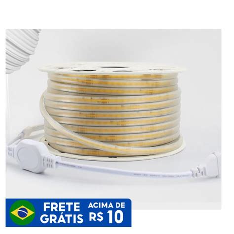 Mangueira Fita Led Cob De 1 A 6 Metros Nas Cores Branco Quente 220V 18w