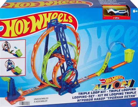 Buy Hot Wheels Track With 1 Hot Wheels Car Triple Loop Kit Track Set Slam Launch Car Through 3