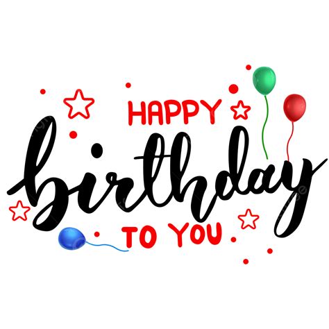 Happy Birthday Wishes With Balloons Text Sticker Transparent Background