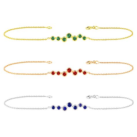 18k Gold Minimalist Unique Biamond Layering Bracelet Diamond Cluster