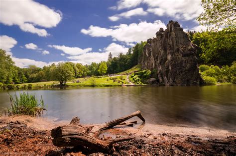 Papel De Parede Panorama Floresta Colina Lago Agua Rocha