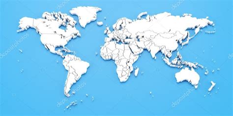 Detalle del mapa del mundo con fronteras nacionales, 3d render 2022