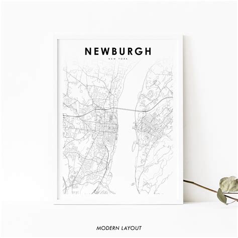 Newburgh NY Map Print, New York USA Map Art Poster, Orange County, City ...